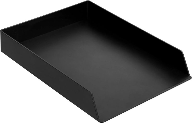 Rectangular Plastic Desk Organizer, letter size Tray, 2-Pack, 9.7 x 2.2 x 13 inches, Black - Image 2