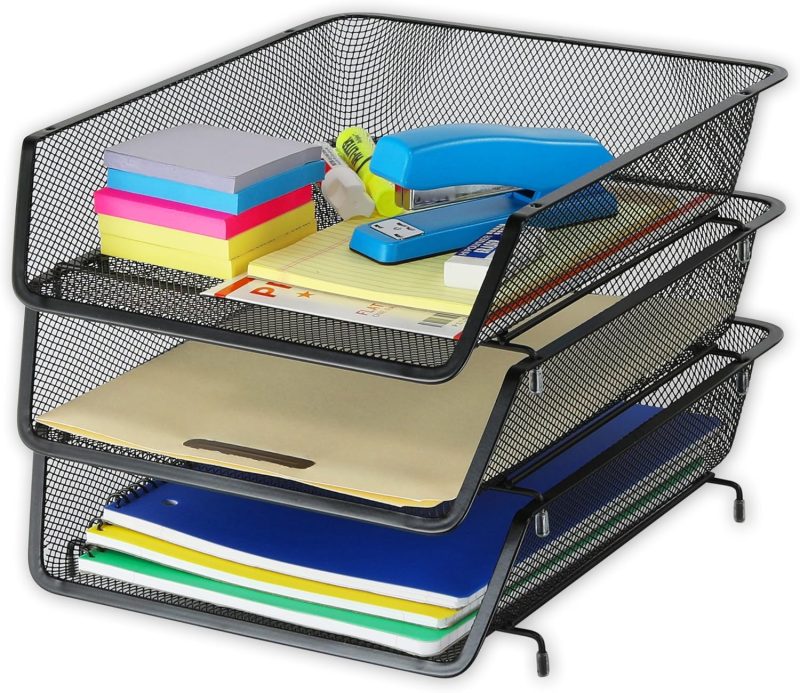 Stackable Desk File Document Letter Tray Organizer, 3 Packs, Black
